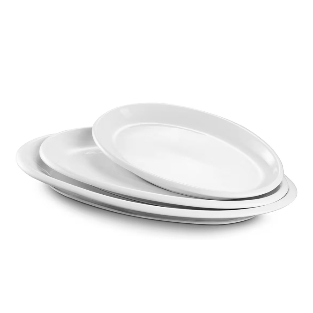 Classic White Oval Serving Platter Set
